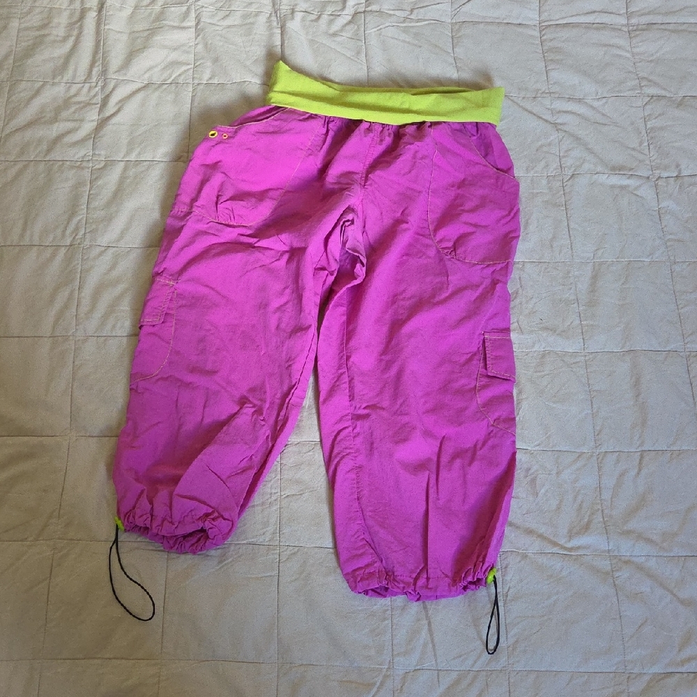 Zumba Fitness Kids Pink Cargo Pants with Yellow Waistband